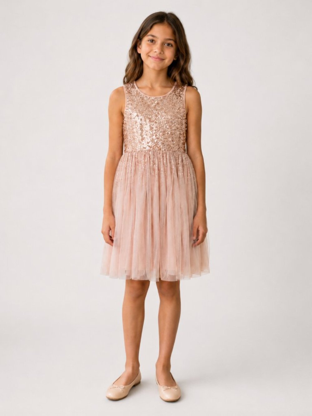 Gap Kids Blush Pink Sequin Tulle Sleeveless Dress Size M 8